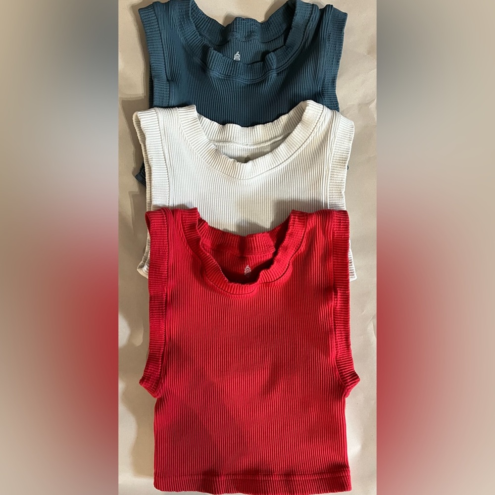 FP MOVEMENT HAPPINESS RUNS RIBBED MUSCLE TANKS - BUNDLE OF 3